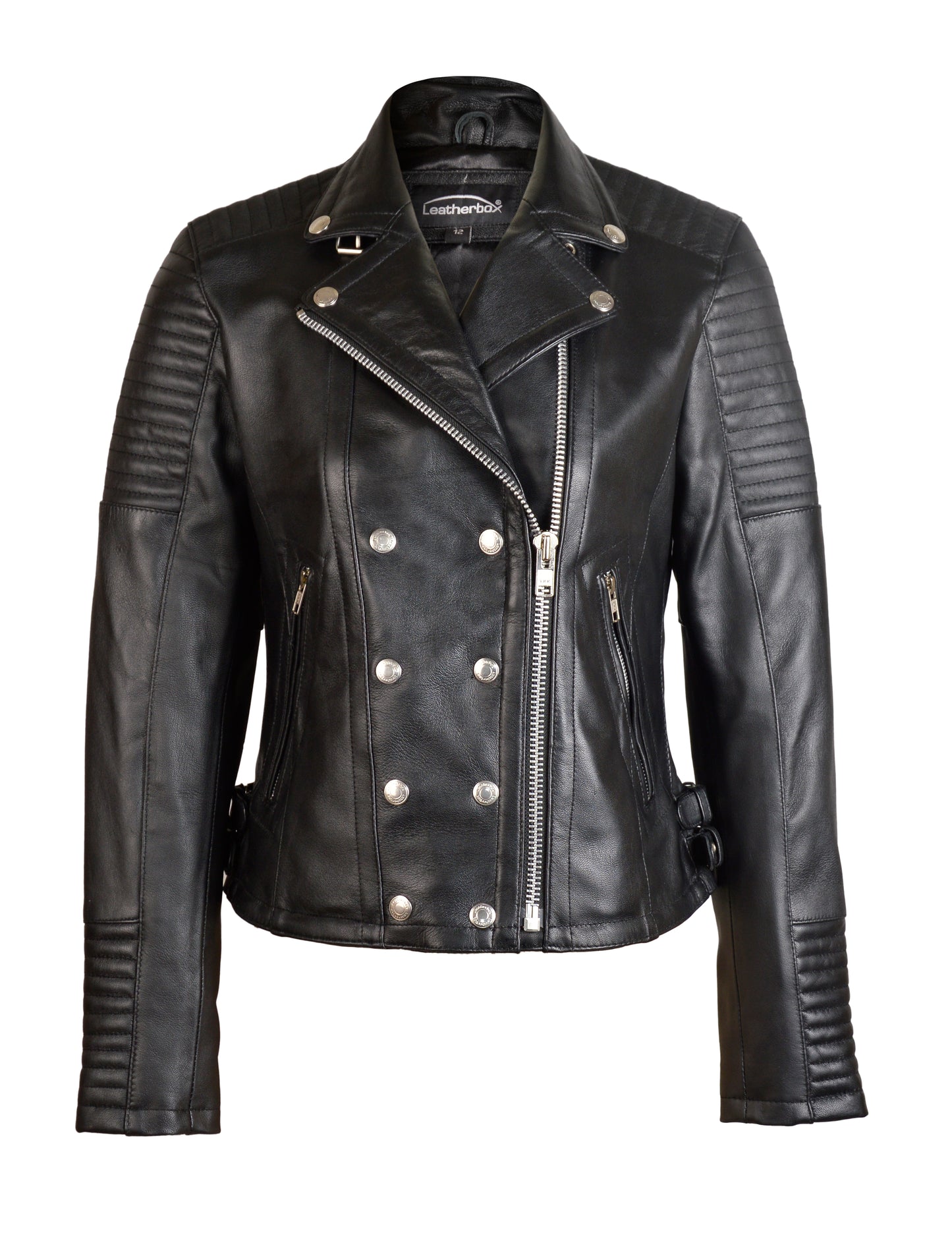 Women's Real Leather Classic Biker Style Jacket in Black - The Lyra