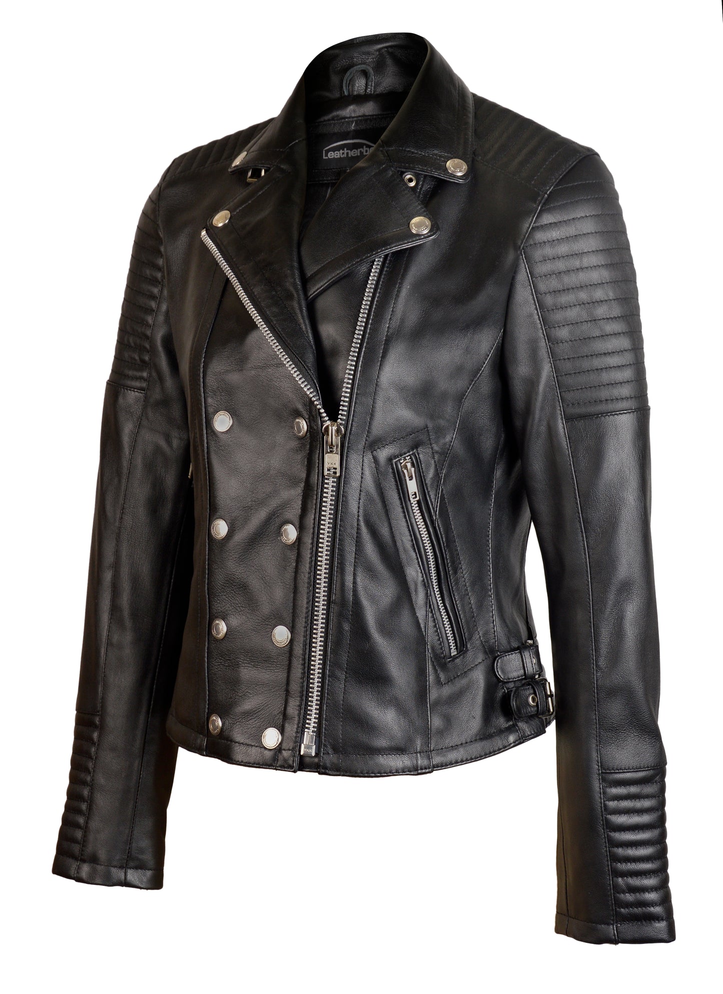 Women's Real Leather Classic Biker Style Jacket in Black - The Lyra