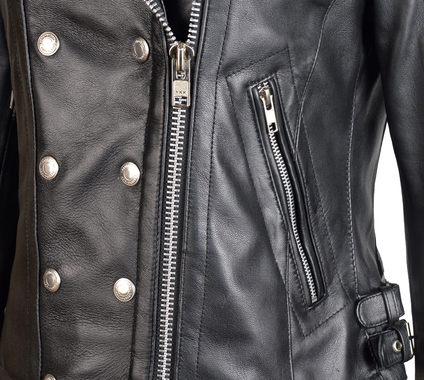 Women's Real Leather Classic Biker Style Jacket in Black - The Lyra
