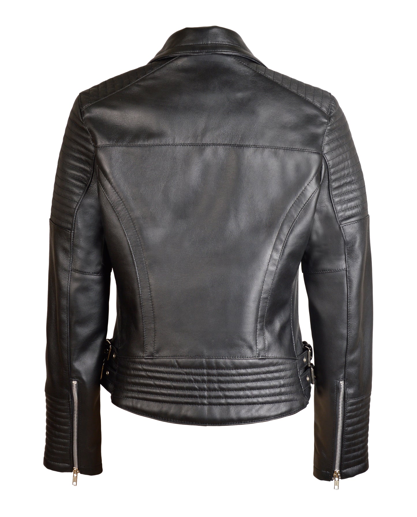 Women's Real Leather Classic Biker Style Jacket in Black - The Lyra