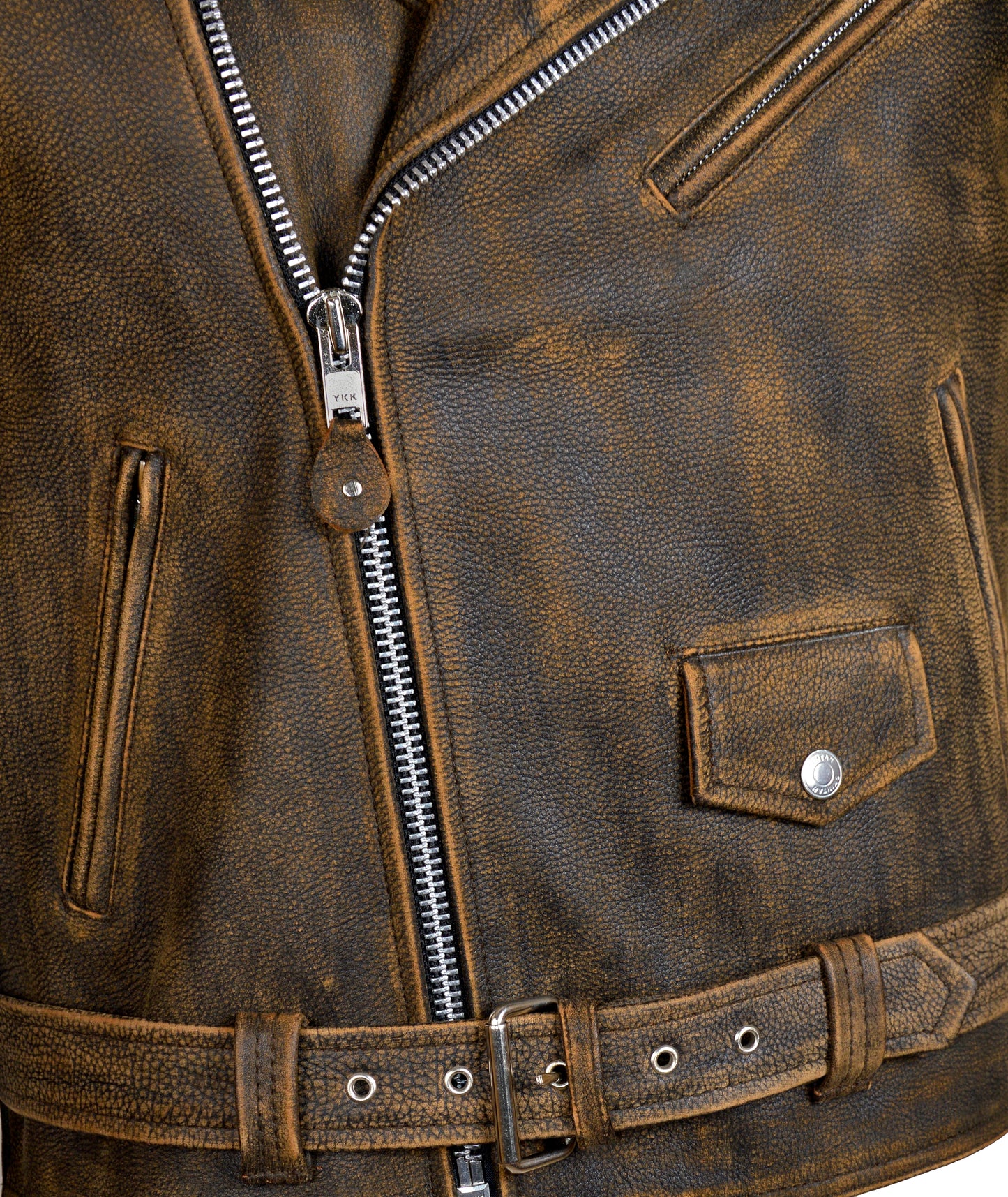 Leather Biker Jacket – Antique Brown Brando by Skintan