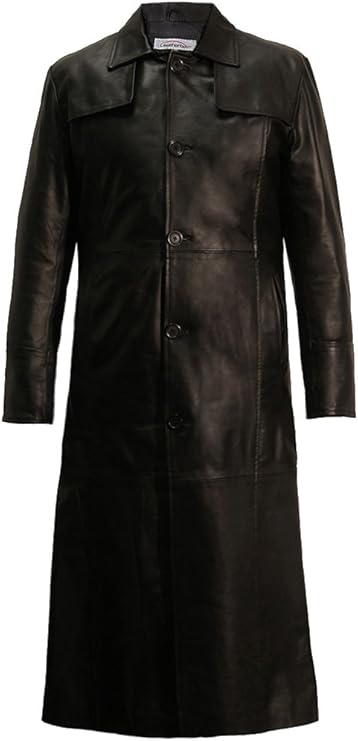 Long Length Leather Trench Coat in Soft Luxurious Sheep Nappa - Matrix