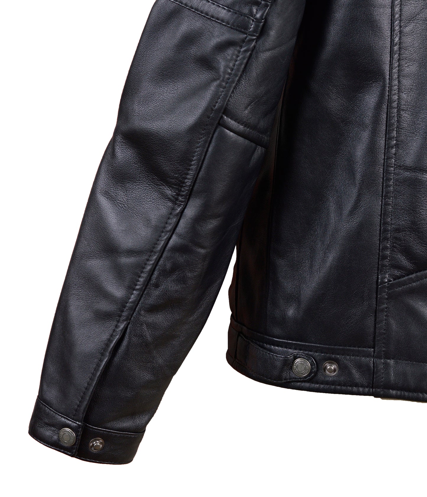 Men's Zipped Leather Bomber Jacket in Black - Apex