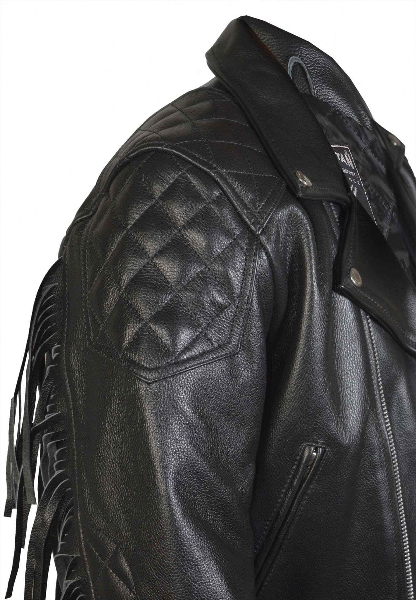 Leather Biker Jacket with Fringes – Diamond Fringed by Skintan