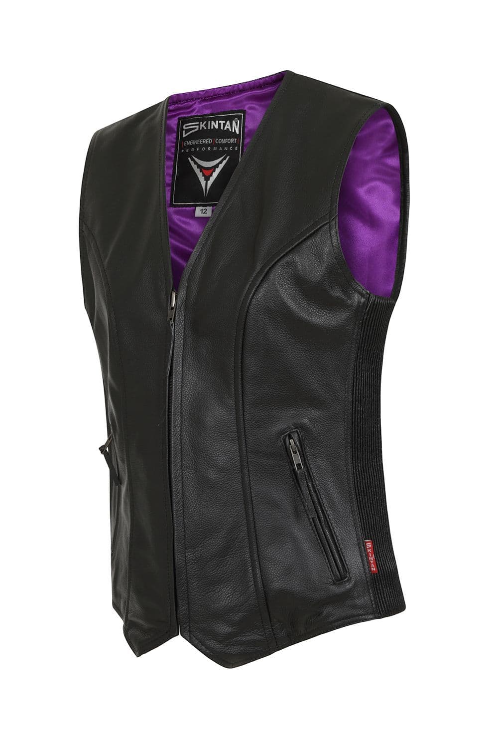 Women's Leather Waistcoat in Black Cowhide - Eve