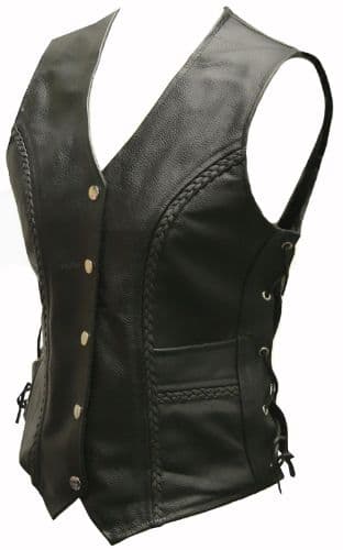 Women's Leather Waistcoat in Black Cowhide - Jessie