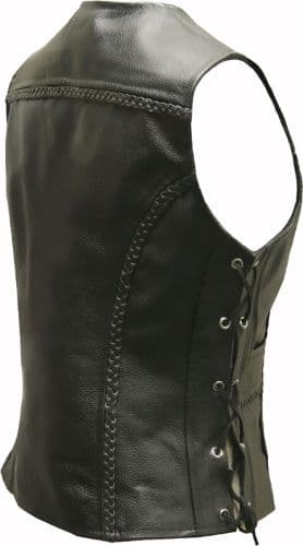 Women's Leather Waistcoat in Black Cowhide - Jessie