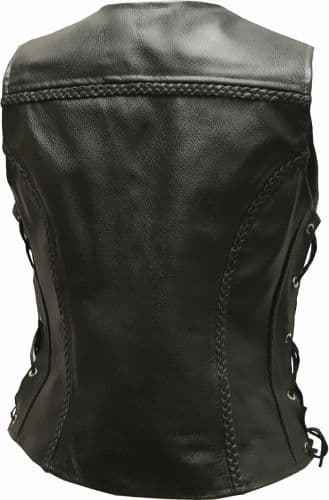 Women's Leather Waistcoat in Black Cowhide - Jessie