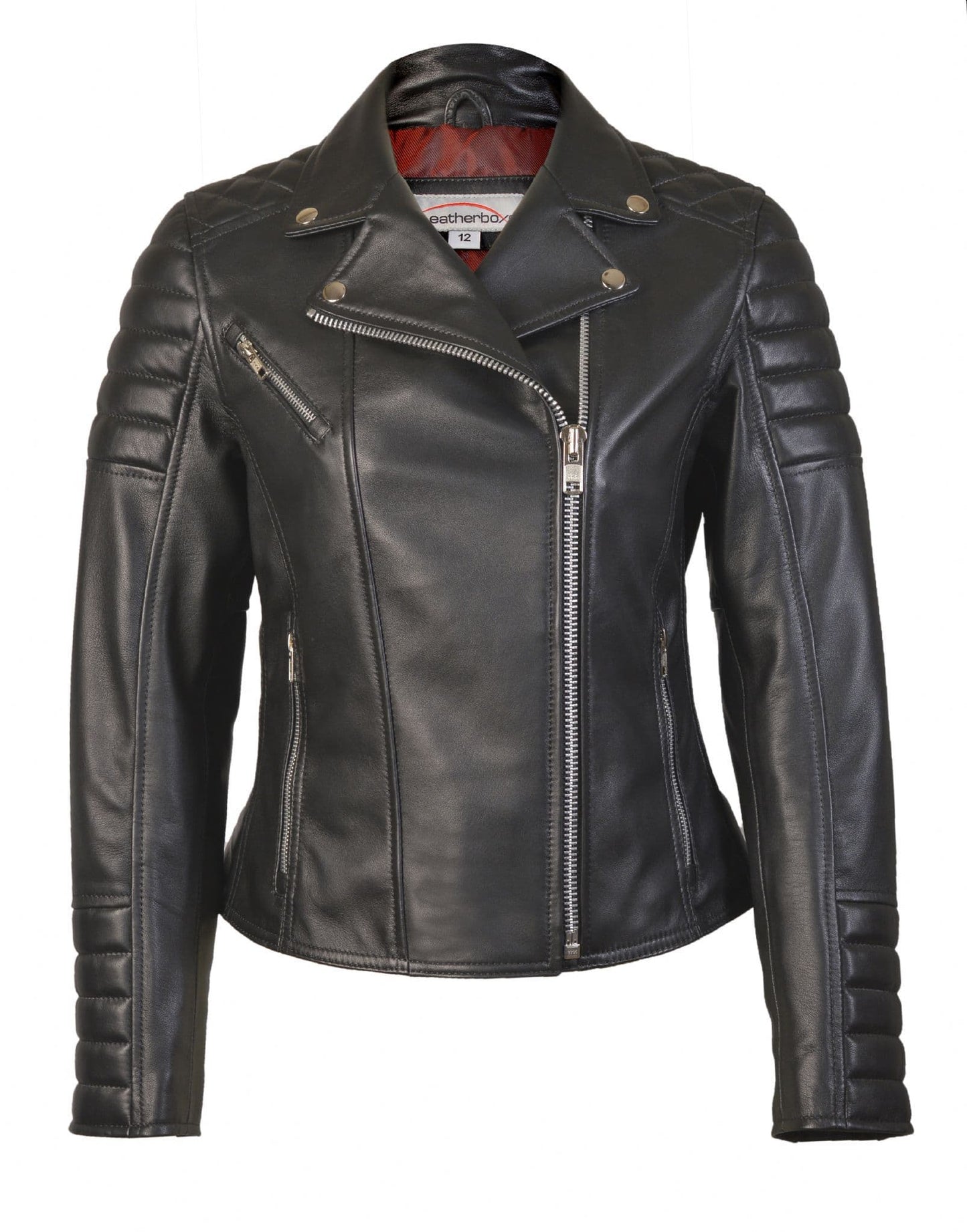 Womens Leather Biker Style Jacket in Black Nappa - Rogue