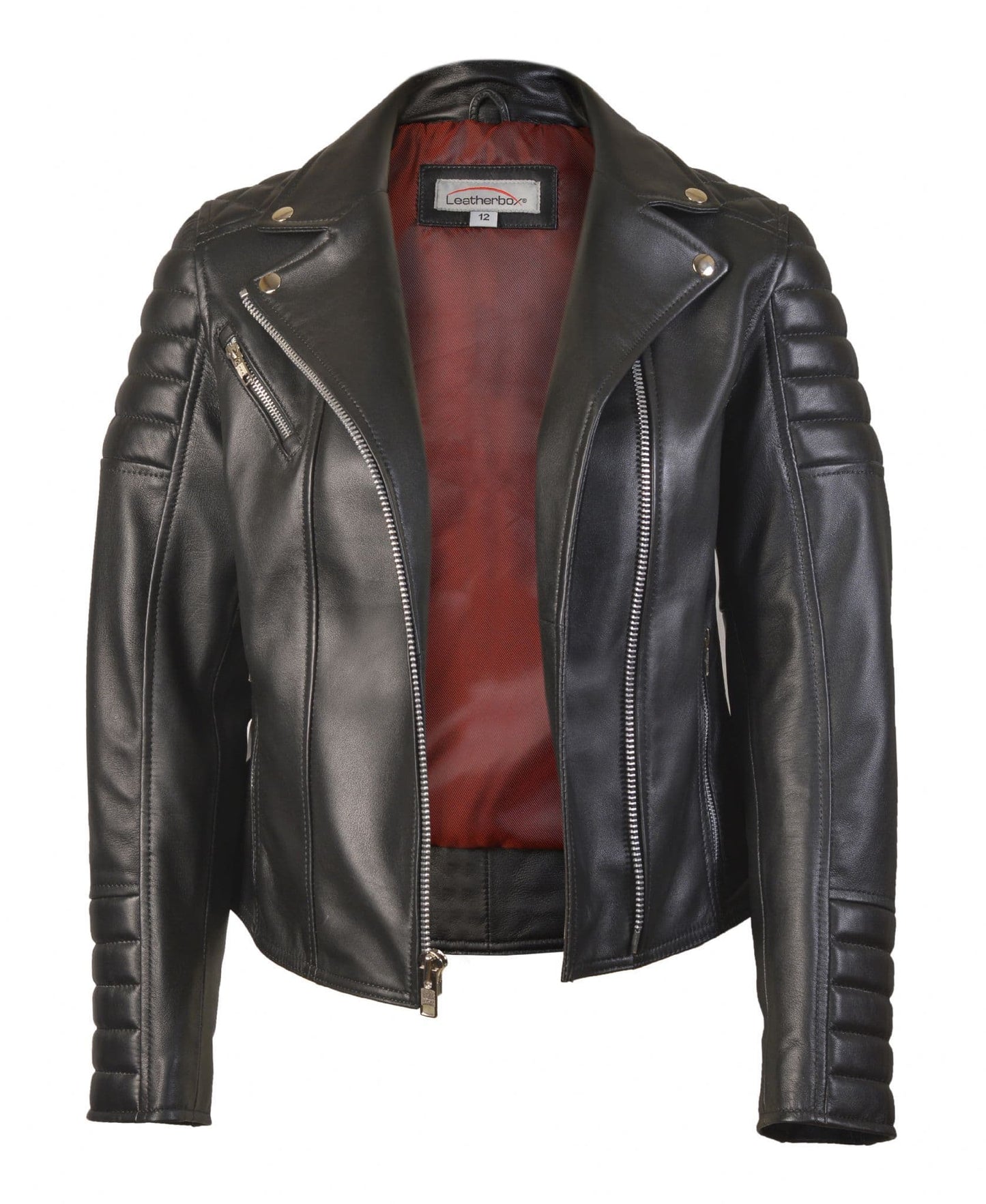 Womens Leather Biker Style Jacket in Black Nappa - Rogue