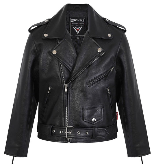 Children’s Real Leather Retro Biker Jacket - Brando
