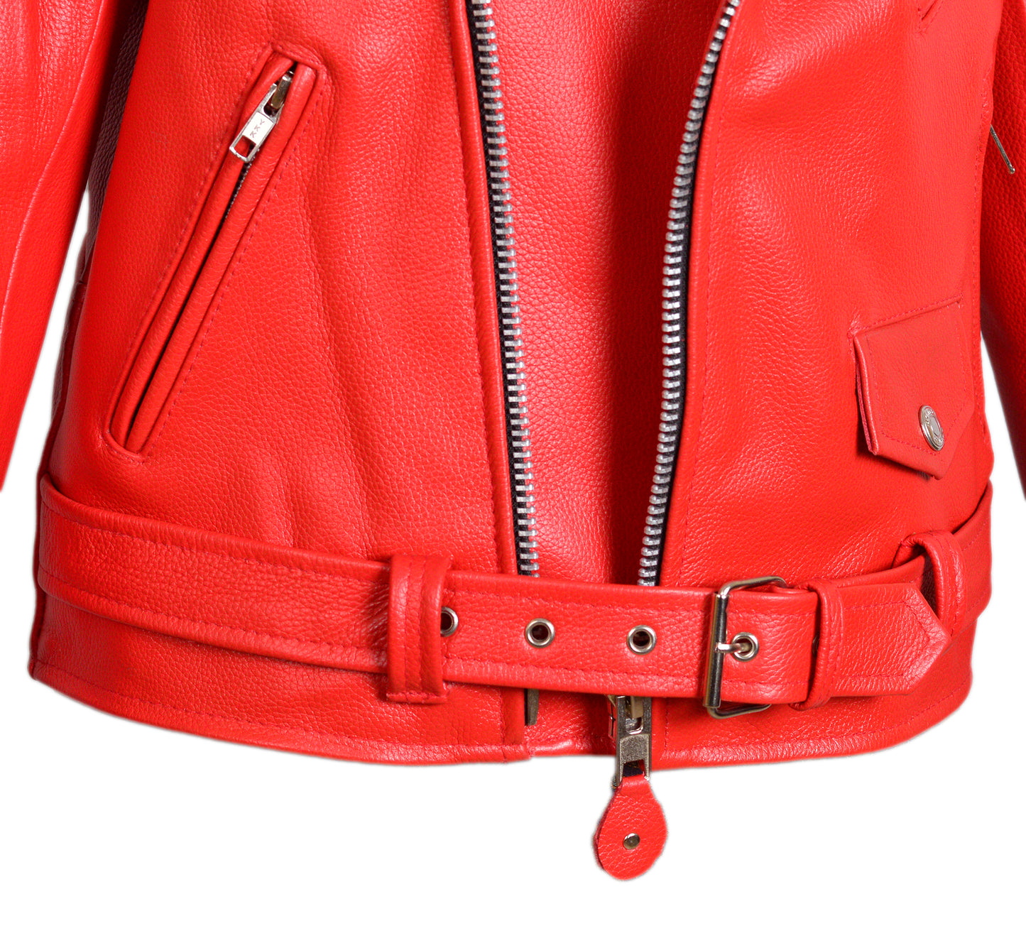Children’s Real Leather Retro Biker Jacket - Brando in Red