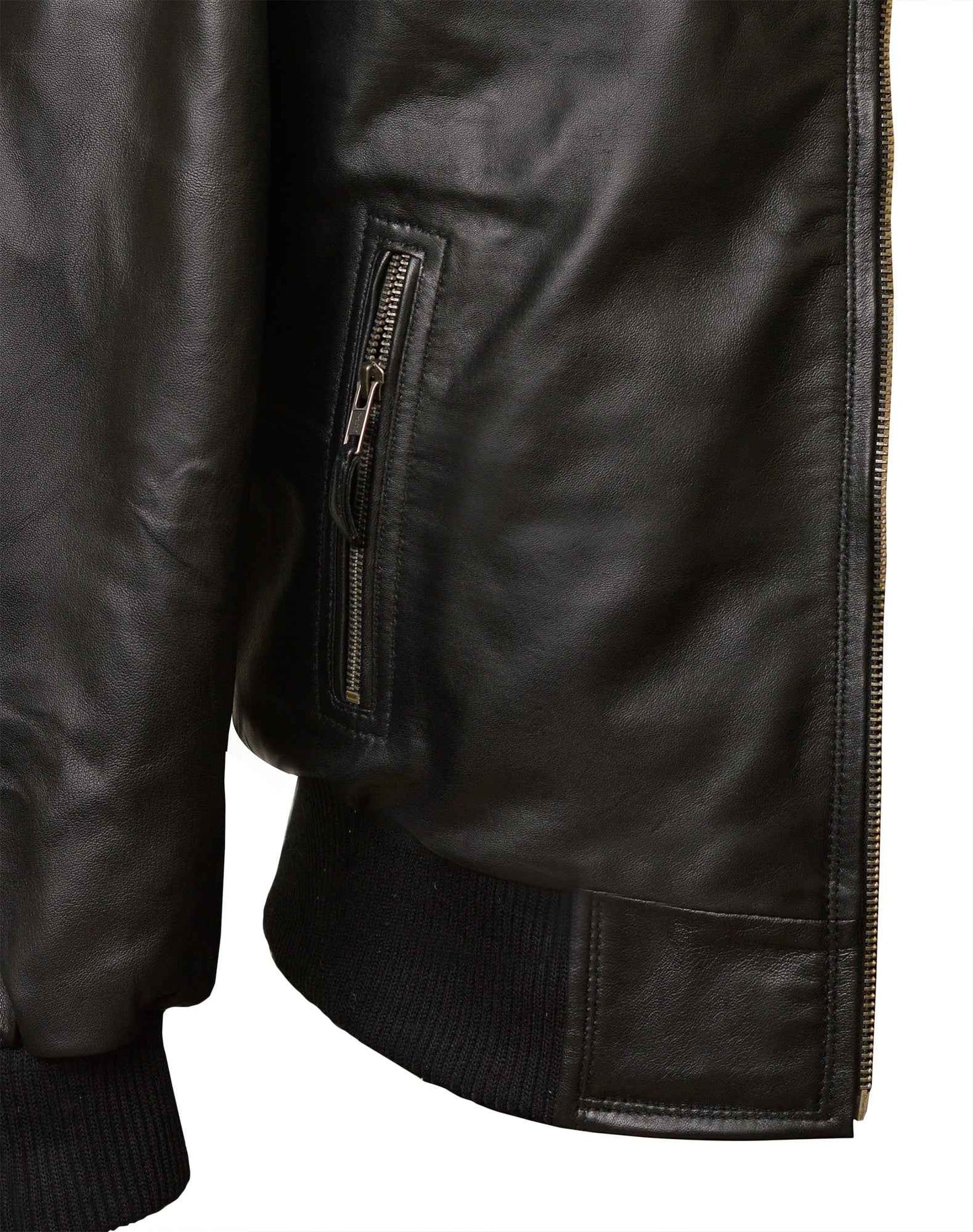 Men's Black Band Collar Bomber Jacket | Sheep Nappa | Blackstone