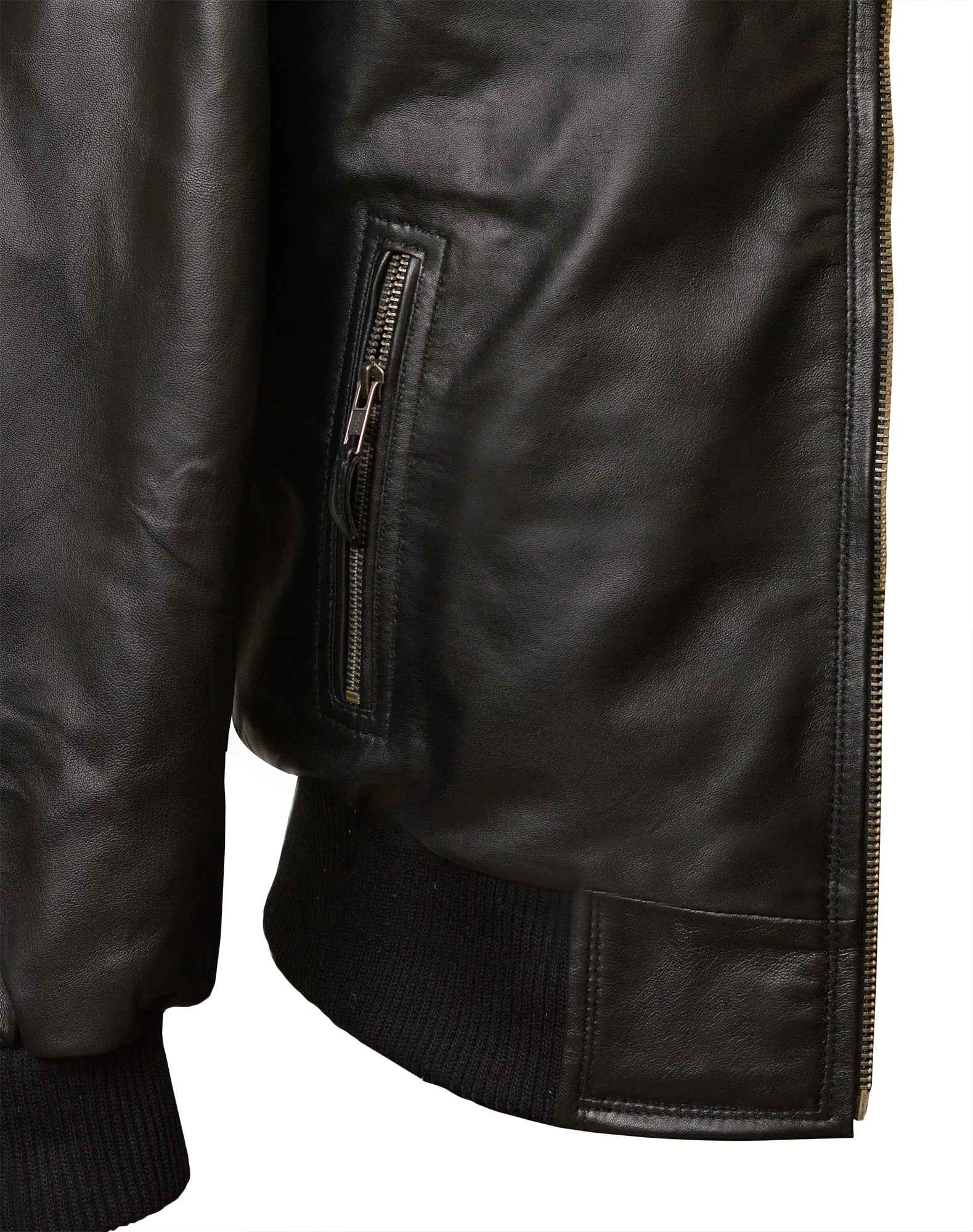 Men's Black Band Collar Bomber Jacket | Sheep Nappa | Blackstone