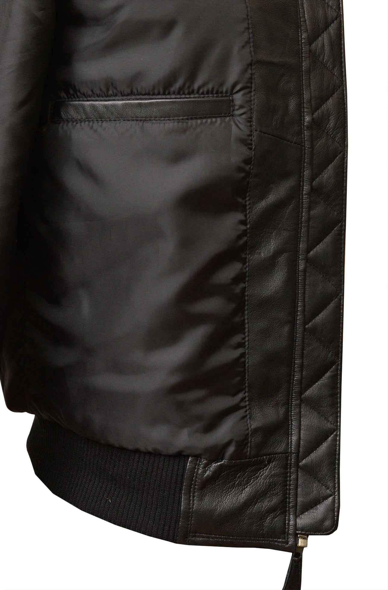 Men's Black Band Collar Bomber Jacket | Sheep Nappa | Blackstone