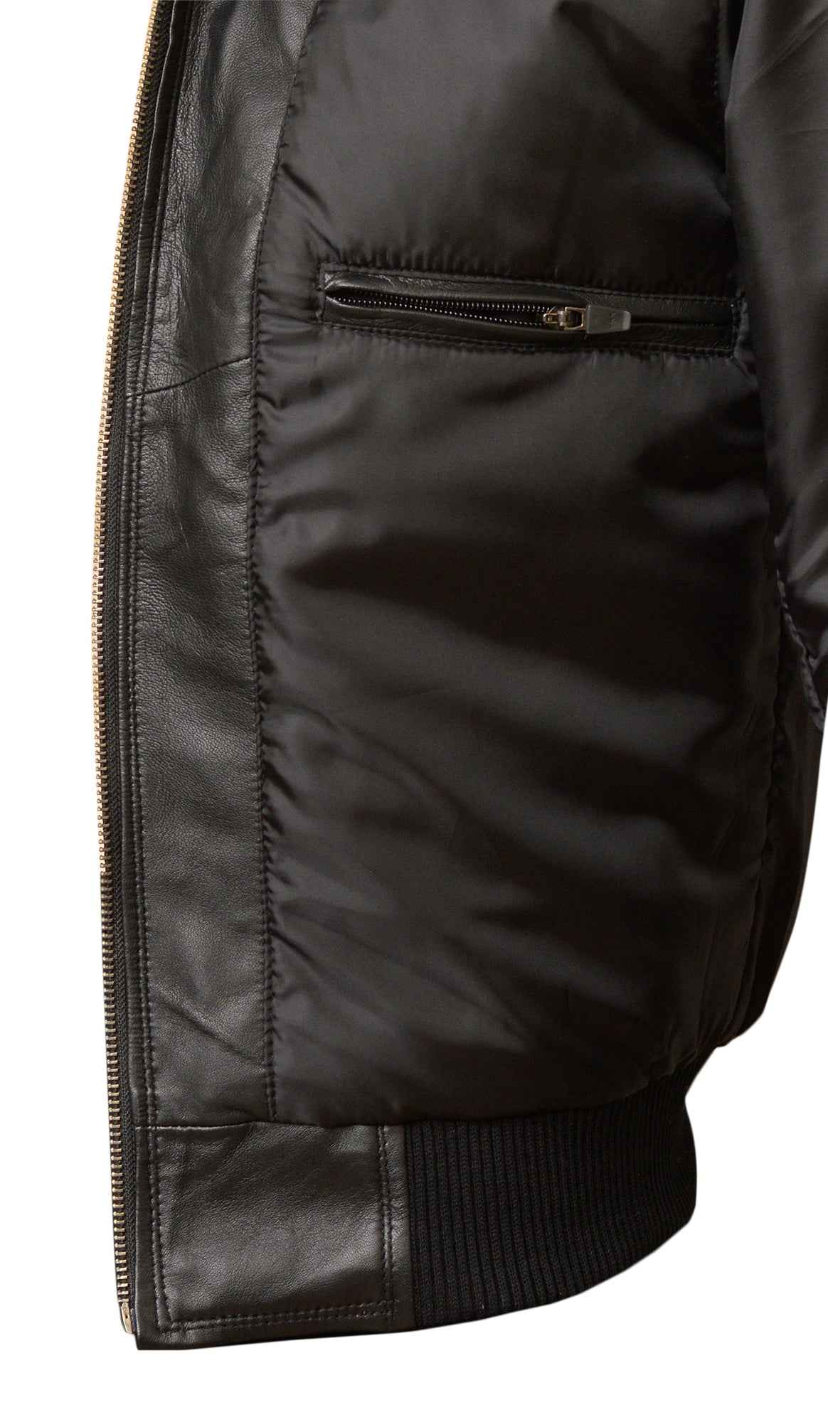 Men's Black Band Collar Bomber Jacket | Sheep Nappa | Blackstone