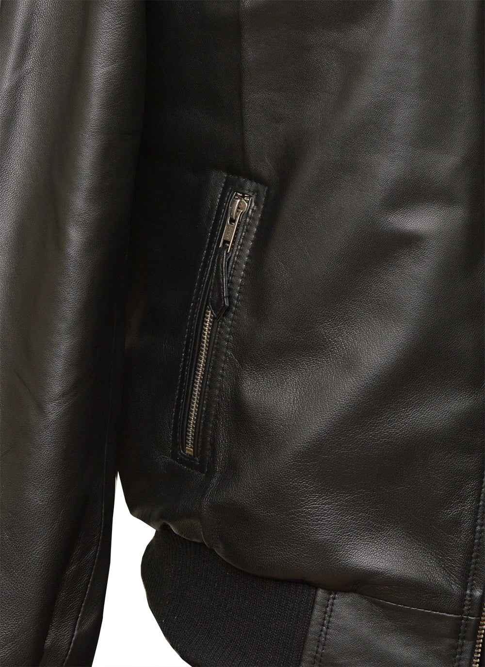 Men's Black Band Collar Bomber Jacket | Sheep Nappa | Sovereign