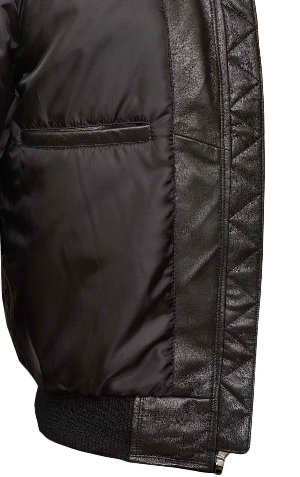 Men's Black Band Collar Bomber Jacket | Sheep Nappa | Sovereign