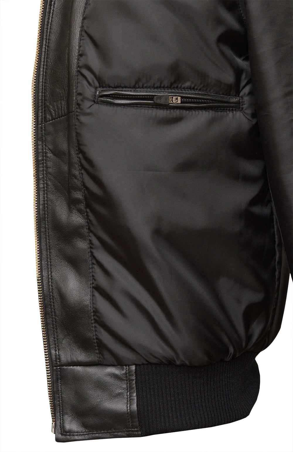 Men's Black Band Collar Bomber Jacket | Sheep Nappa | Sovereign