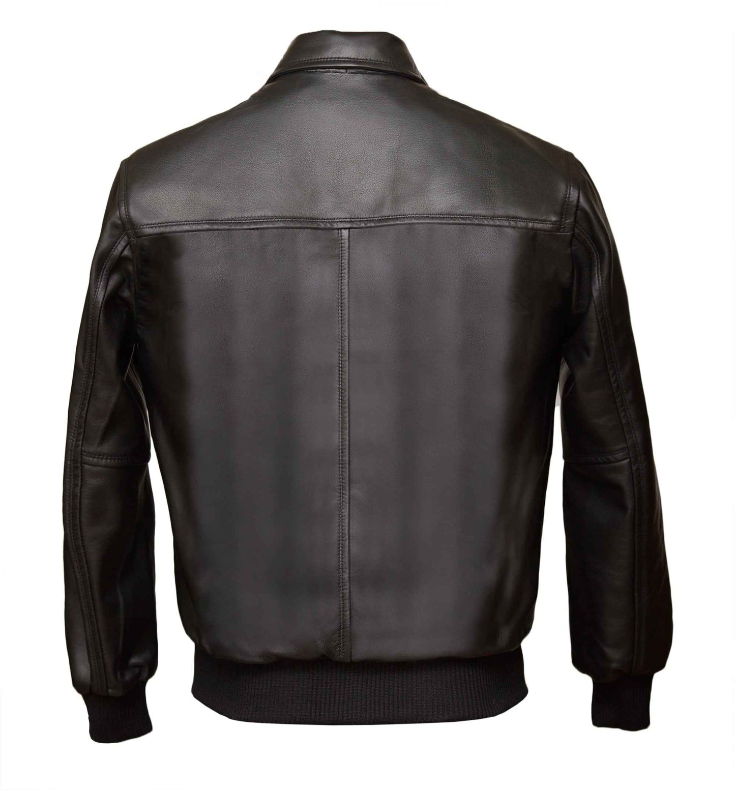Men's Black Band Collar Bomber Jacket | Sheep Nappa | Sovereign