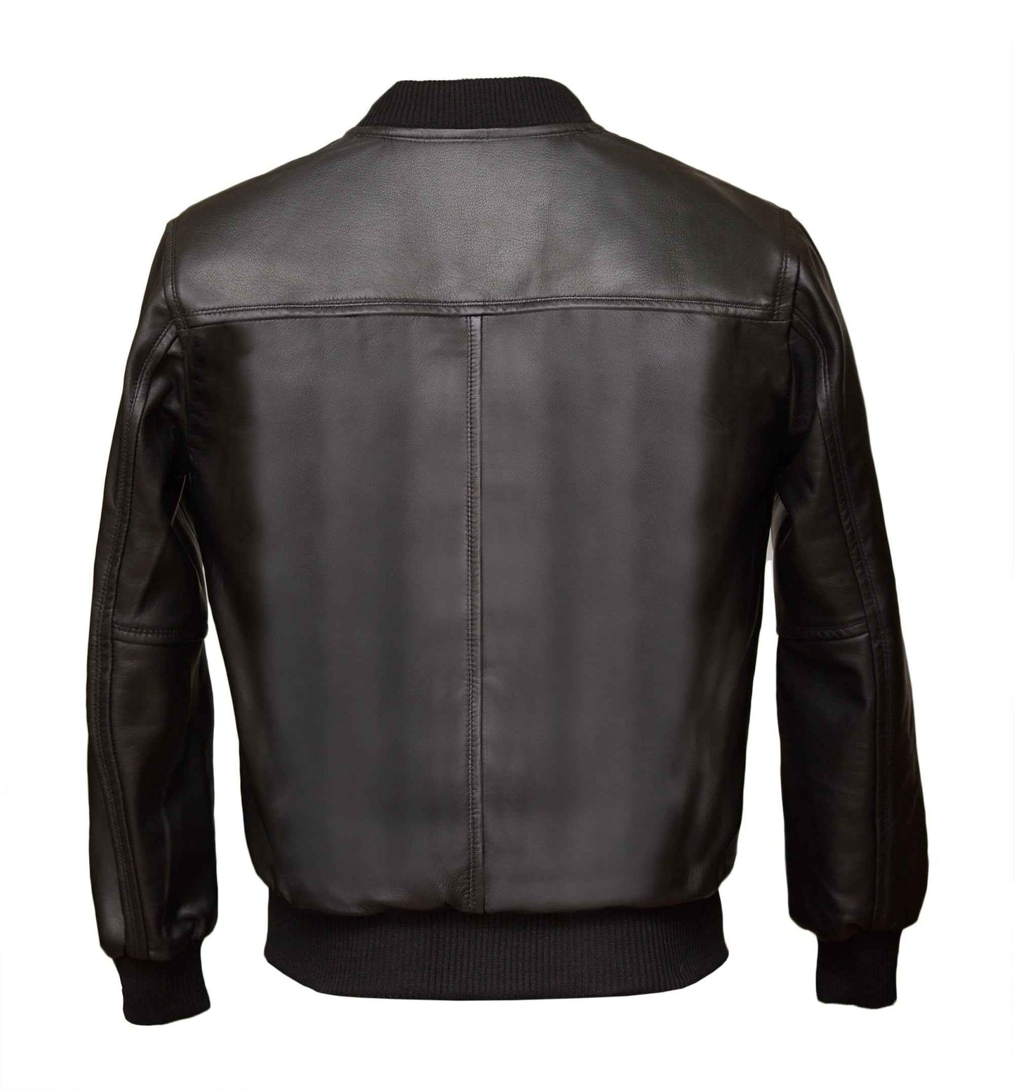 Men's Black Band Collar Bomber Jacket | Sheep Nappa | Blackstone