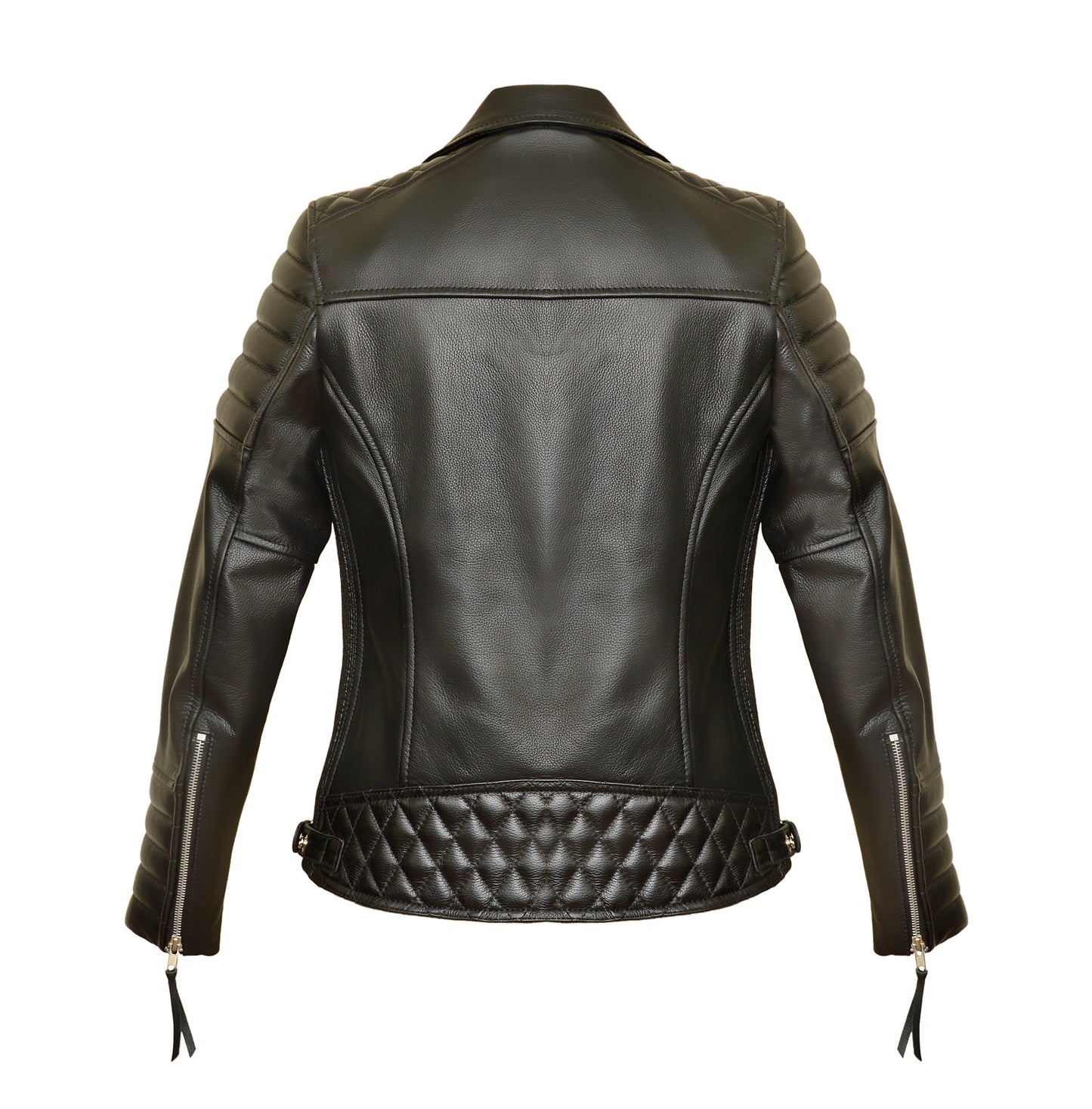 Women's Real Leather Classic Biker Style Jacket in Black - The Augusta