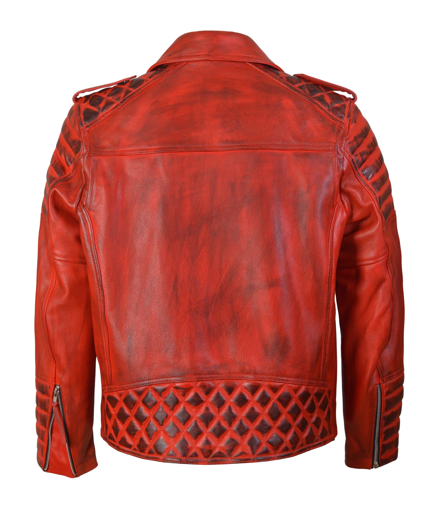 Leather Motorcycle Jacket –  Valdez by Skintan (Red)