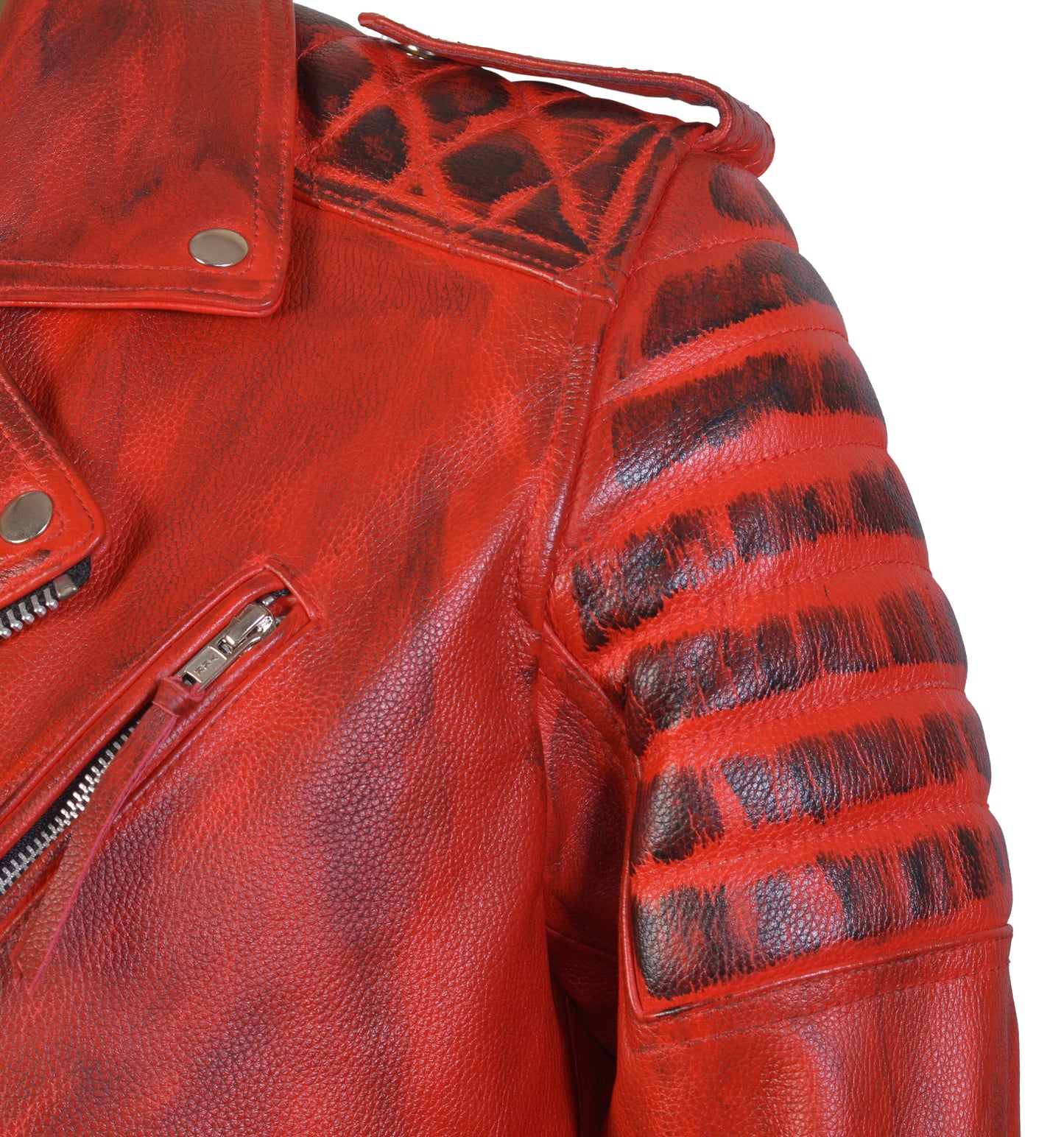 Leather Motorcycle Jacket –  Valdez by Skintan (Red)
