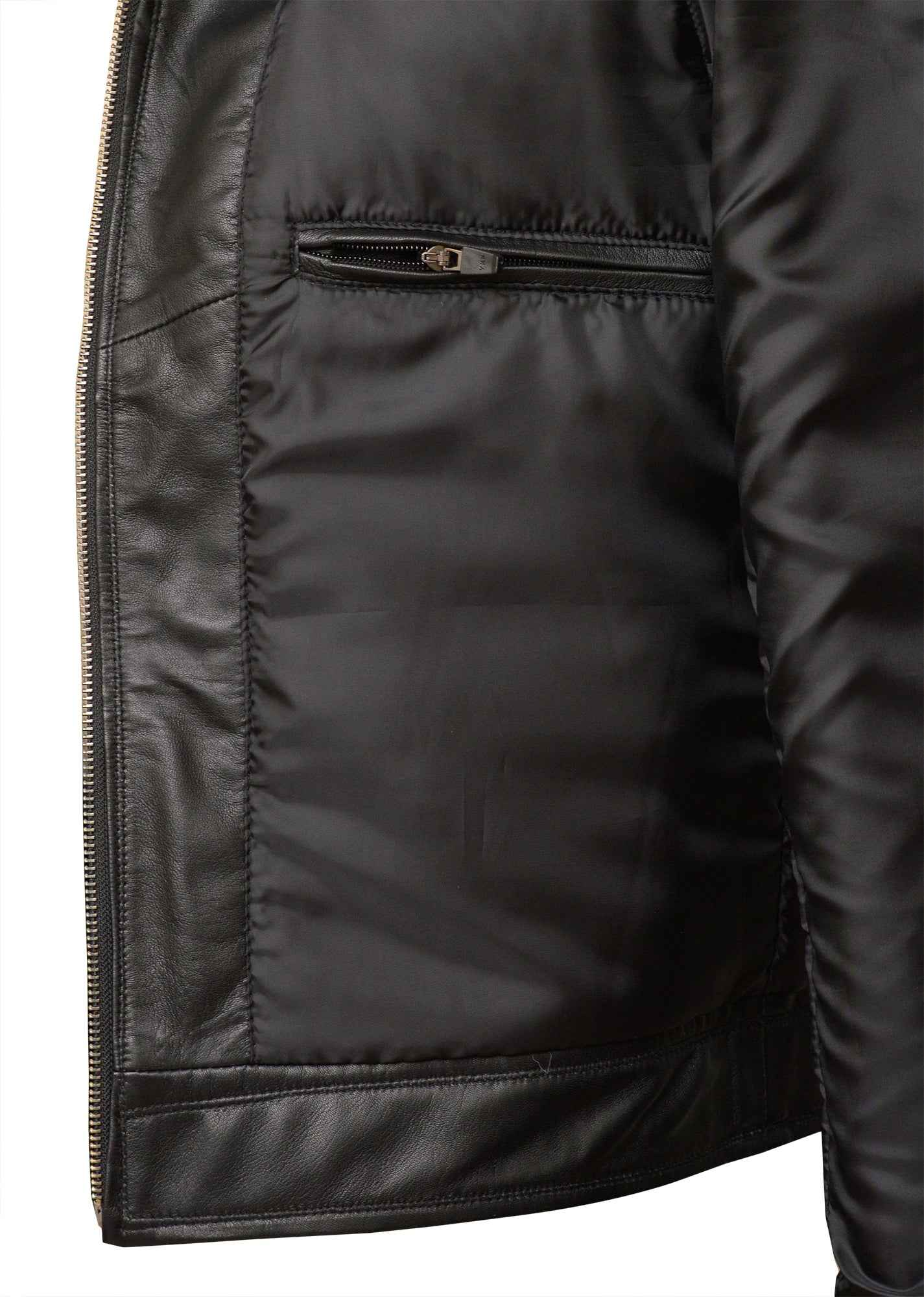 Men's Leather Harrington Jacket in Black Nappa - Haku
