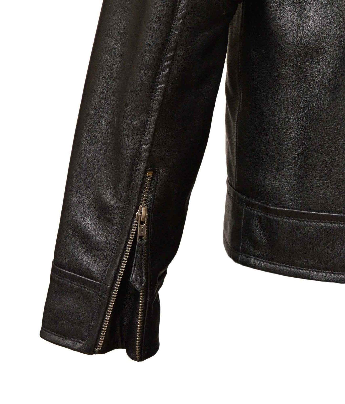 Men's Leather Harrington Jacket in Black Nappa - Haku