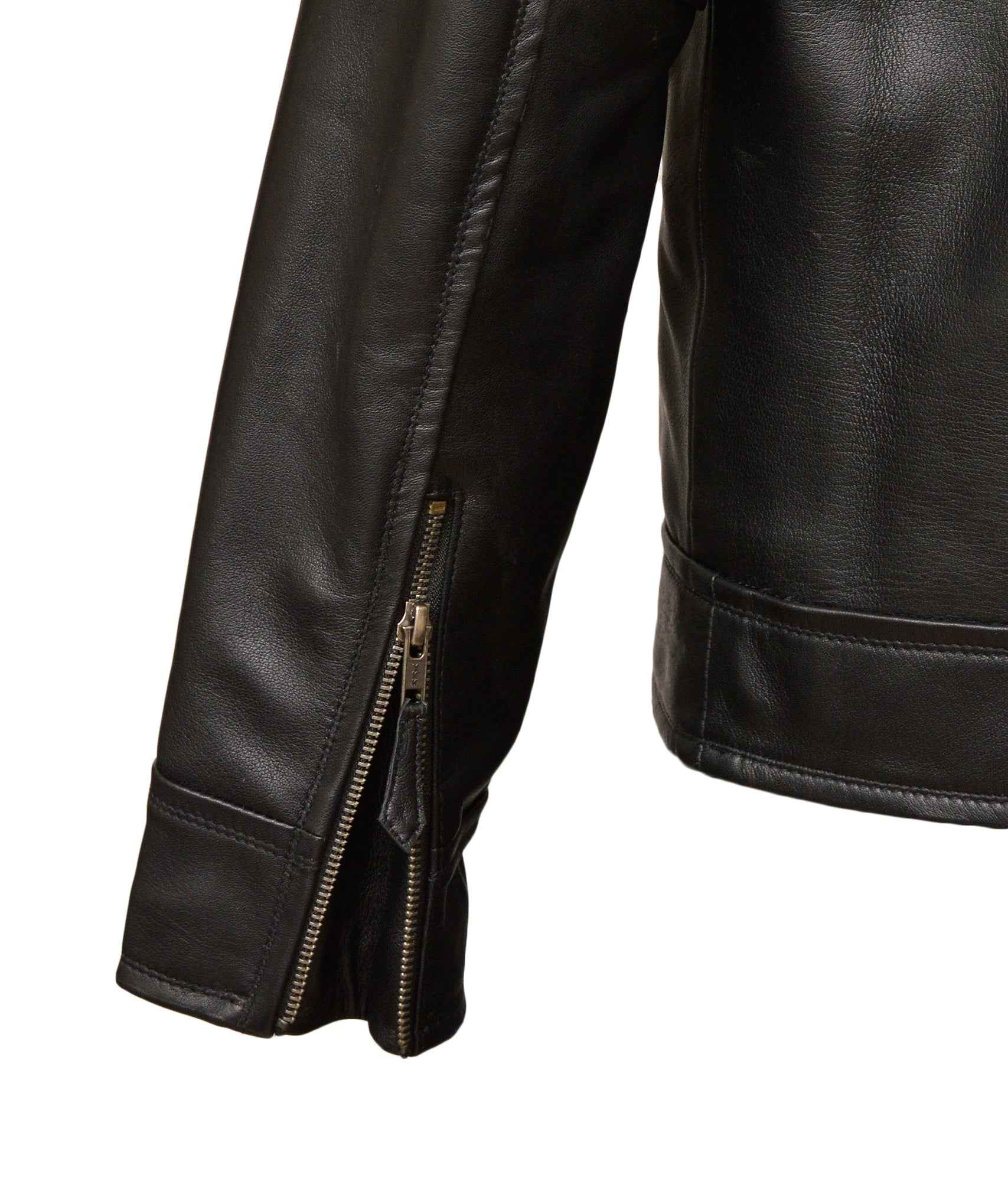 Men's Leather Harrington Jacket in Black Nappa - Haku