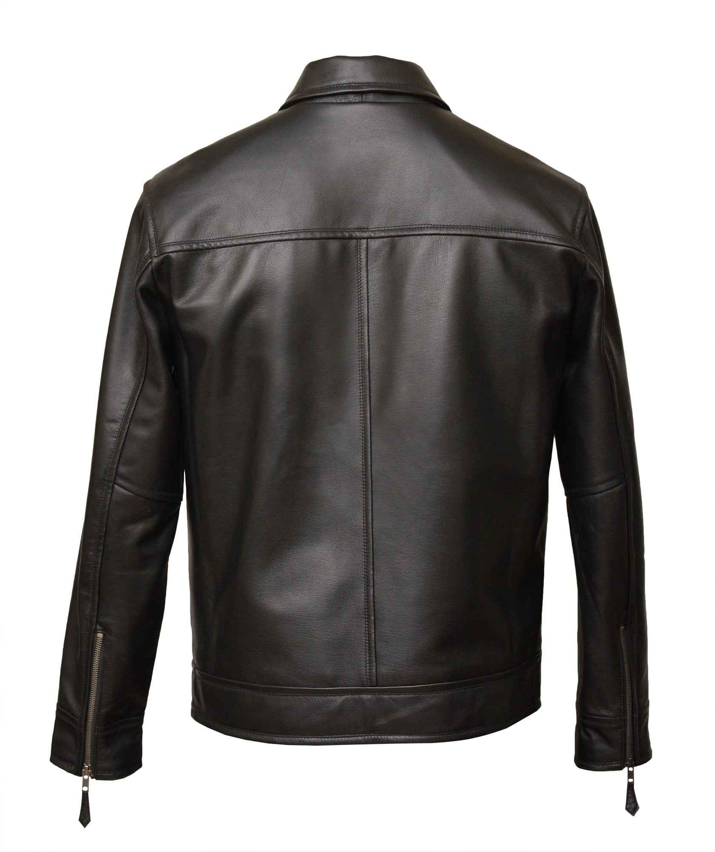 Men's Leather Harrington Jacket in Black Nappa - Haku