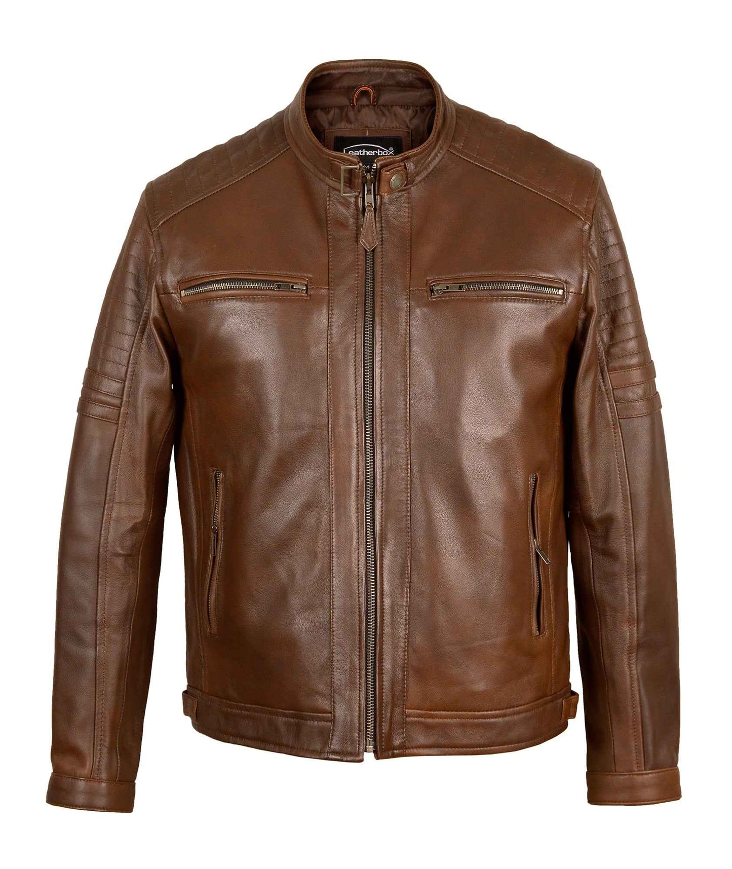 Men's Brown Leather Bomber Jacket - The Apex in Ultra-Soft Sheep Nappa