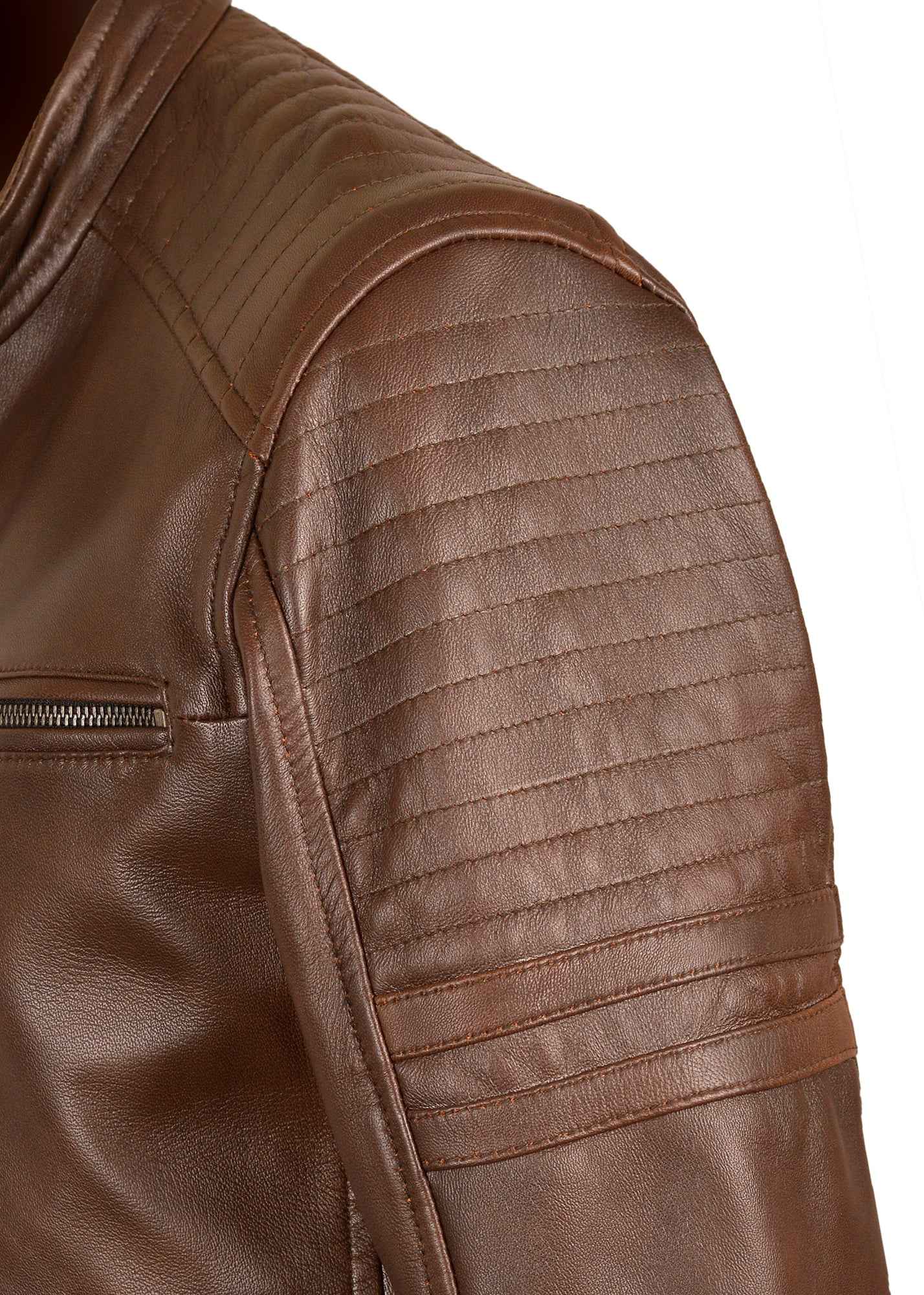 Men's Brown Leather Bomber Jacket - The Apex in Ultra-Soft Sheep Nappa