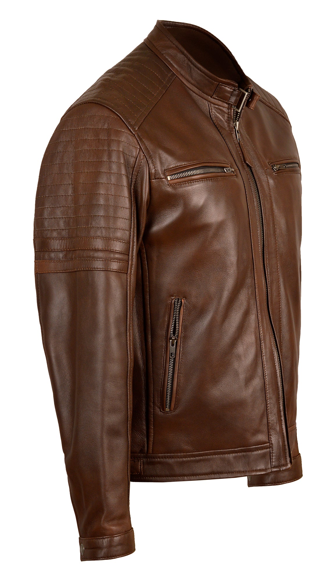 Men's Brown Leather Bomber Jacket - The Apex in Ultra-Soft Sheep Nappa