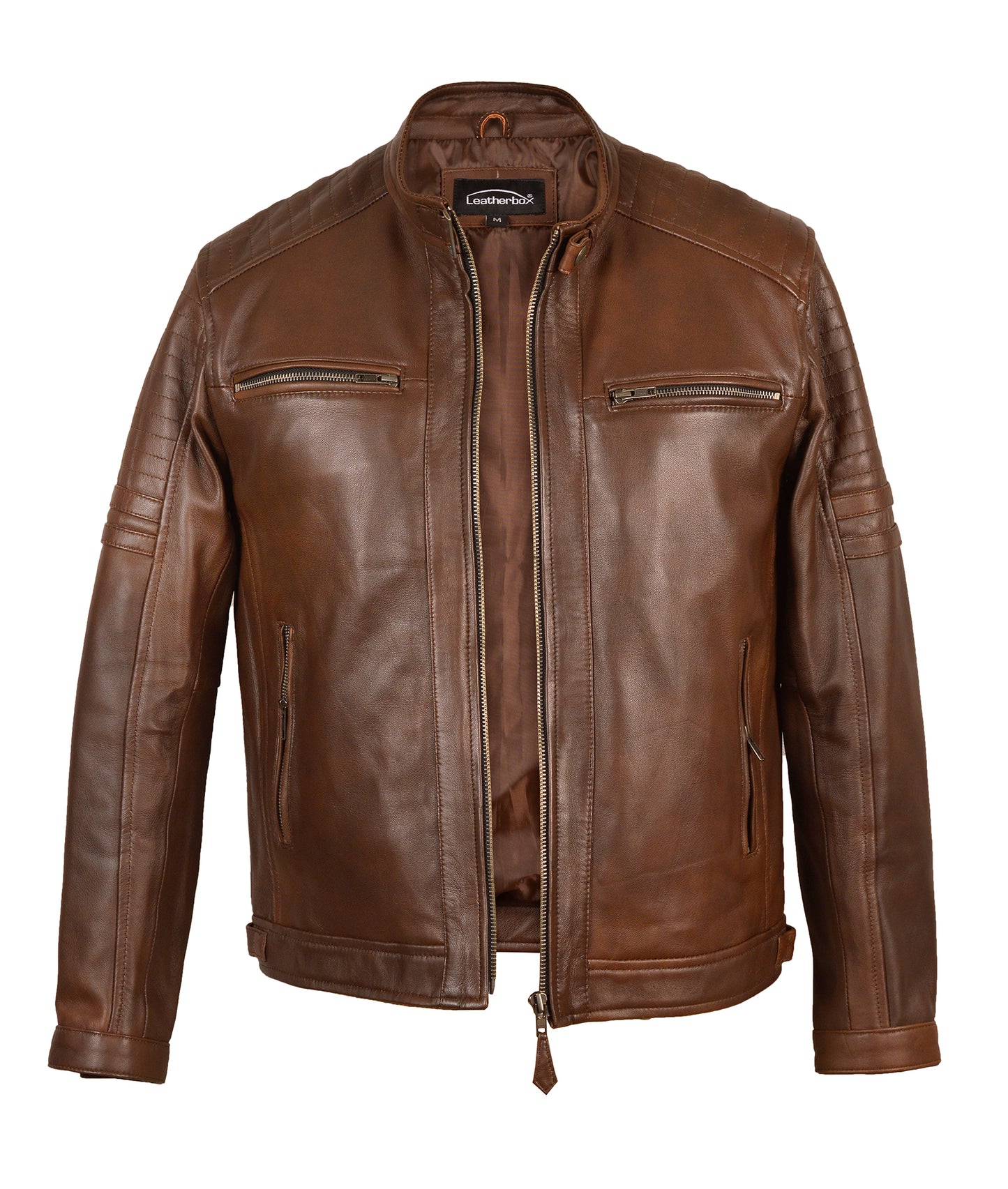 Men's Brown Leather Bomber Jacket - The Apex in Ultra-Soft Sheep Nappa