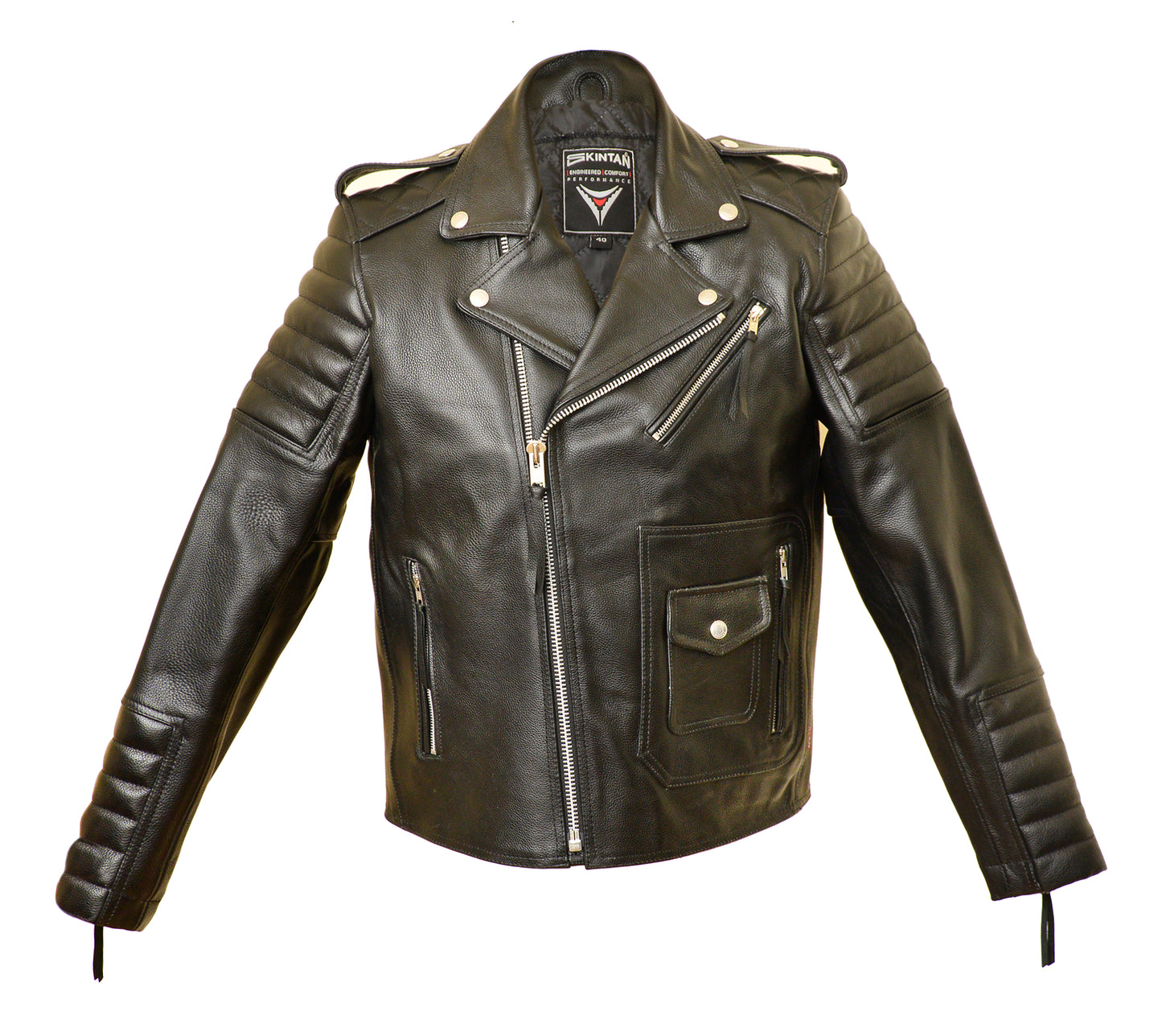 Leather Motorcycle Jacket –  Valdez by Skintan (Black)