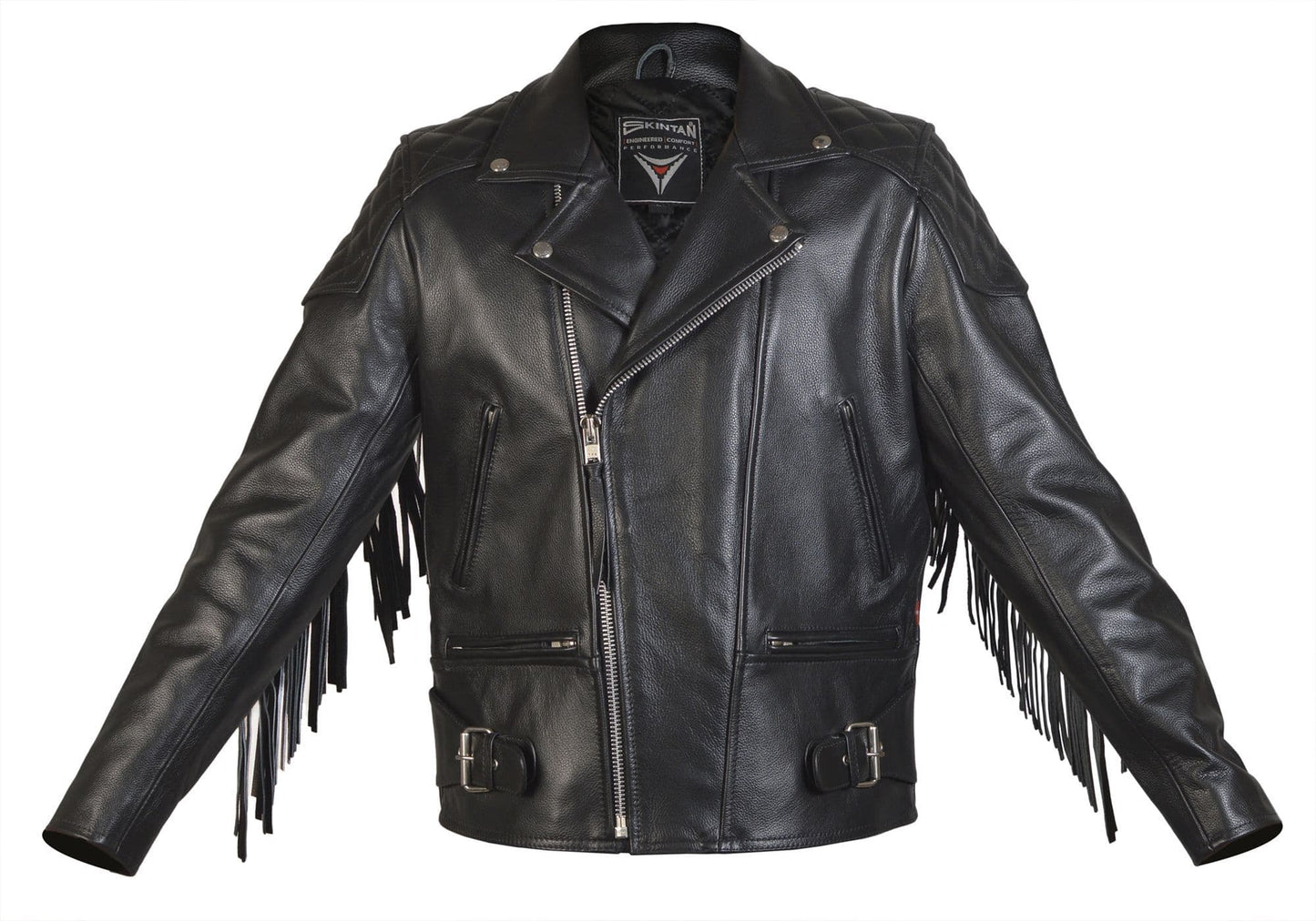 Leather Biker Jacket with Fringes – Diamond Fringed by Skintan