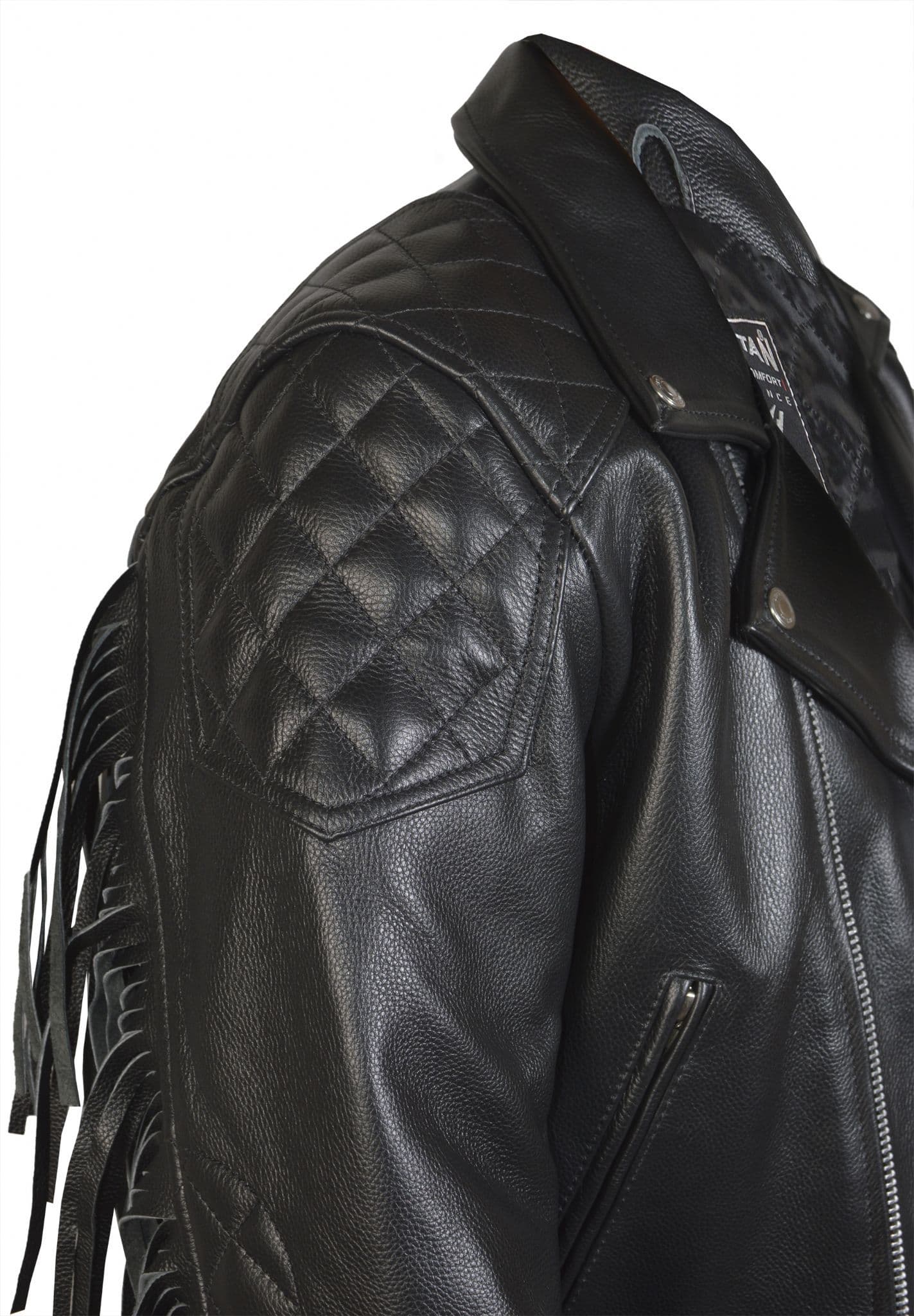 Leather Biker Jacket with Fringes – Diamond Fringed by Skintan