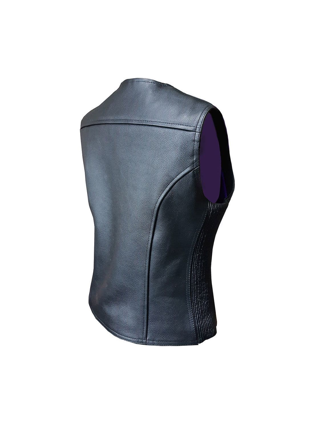 Women's Leather Waistcoat in Black Cowhide - Eve