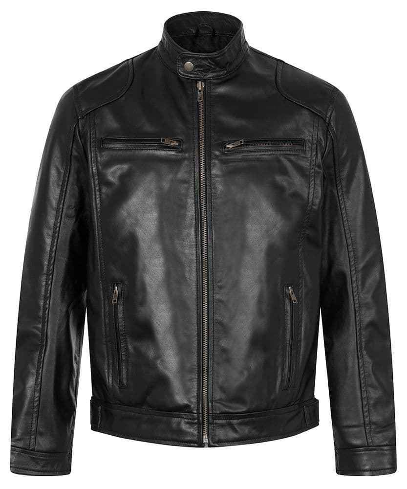 Men's Leather Cafe Racer Style Fashion Jacket - MF1830