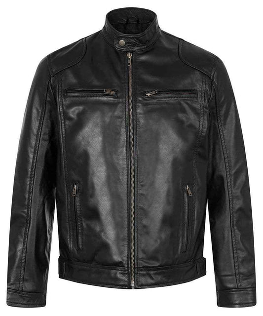 Men's Leather Cafe Racer Style Fashion Jacket - MF1830
