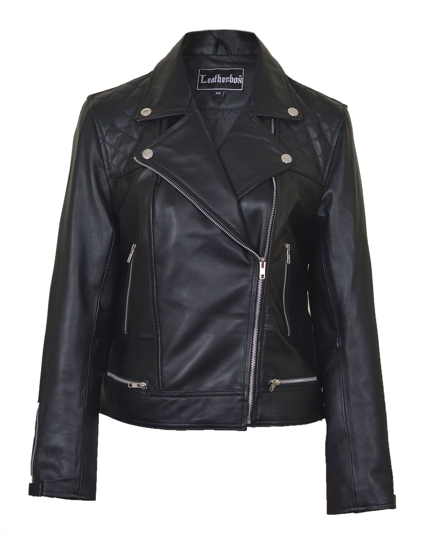 Women's Real Leather Classic Biker Style Jacket in Black - The Velin