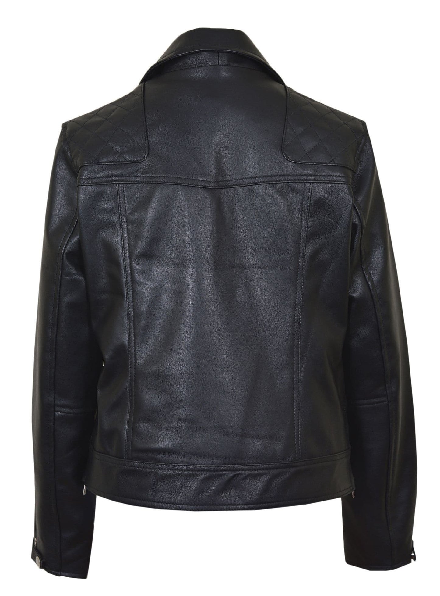 Women's Real Leather Classic Biker Style Jacket in Black - The Velin